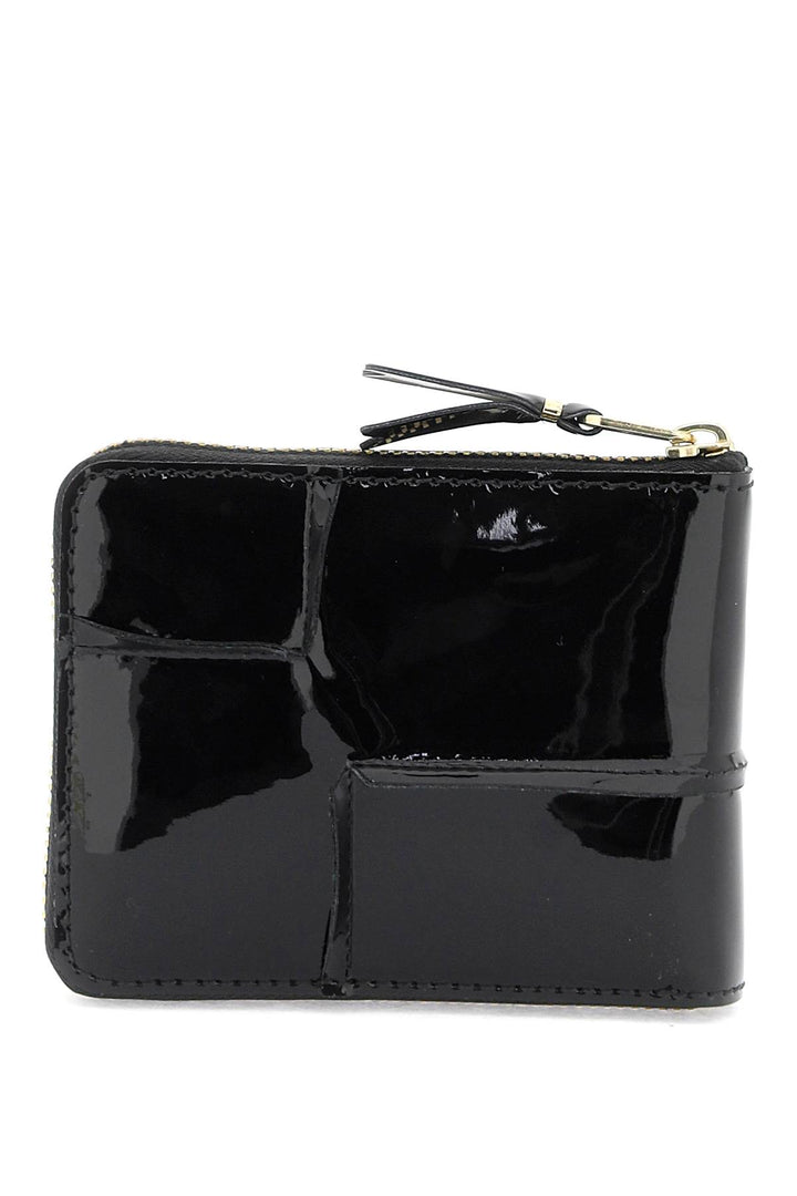 Comme Des Garcons Wallet Zip Around Patent Leather Wallet With Zipper   Nero
