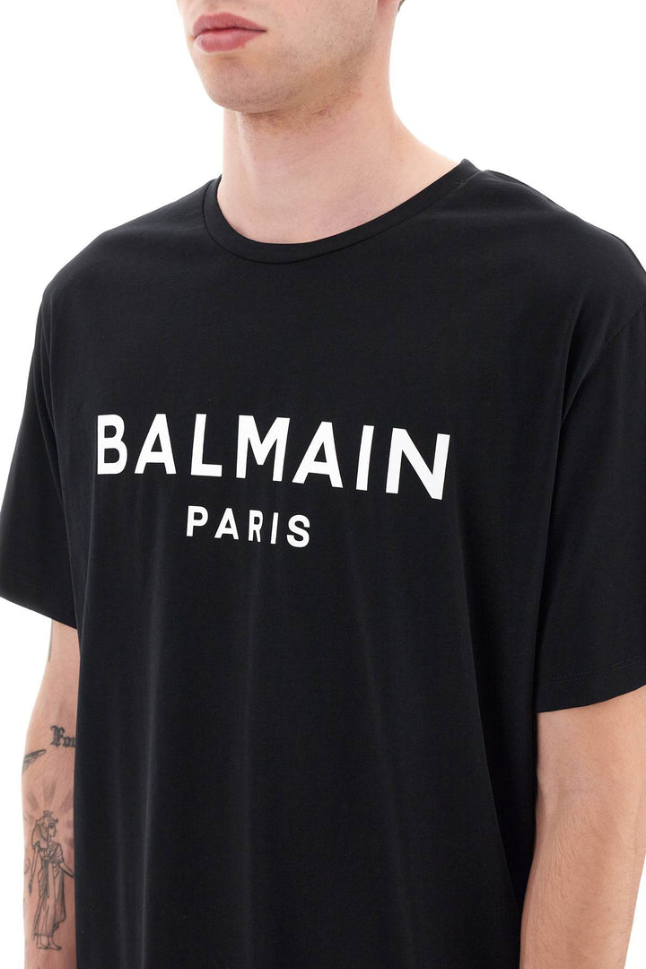 Balmain Logo Print T Shirt   Nero