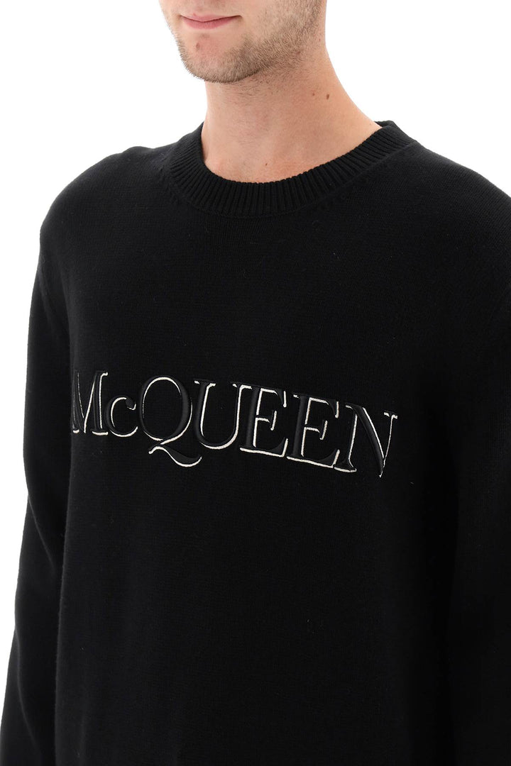 Alexander Mcqueen Sweater With Logo Embroidery   Nero