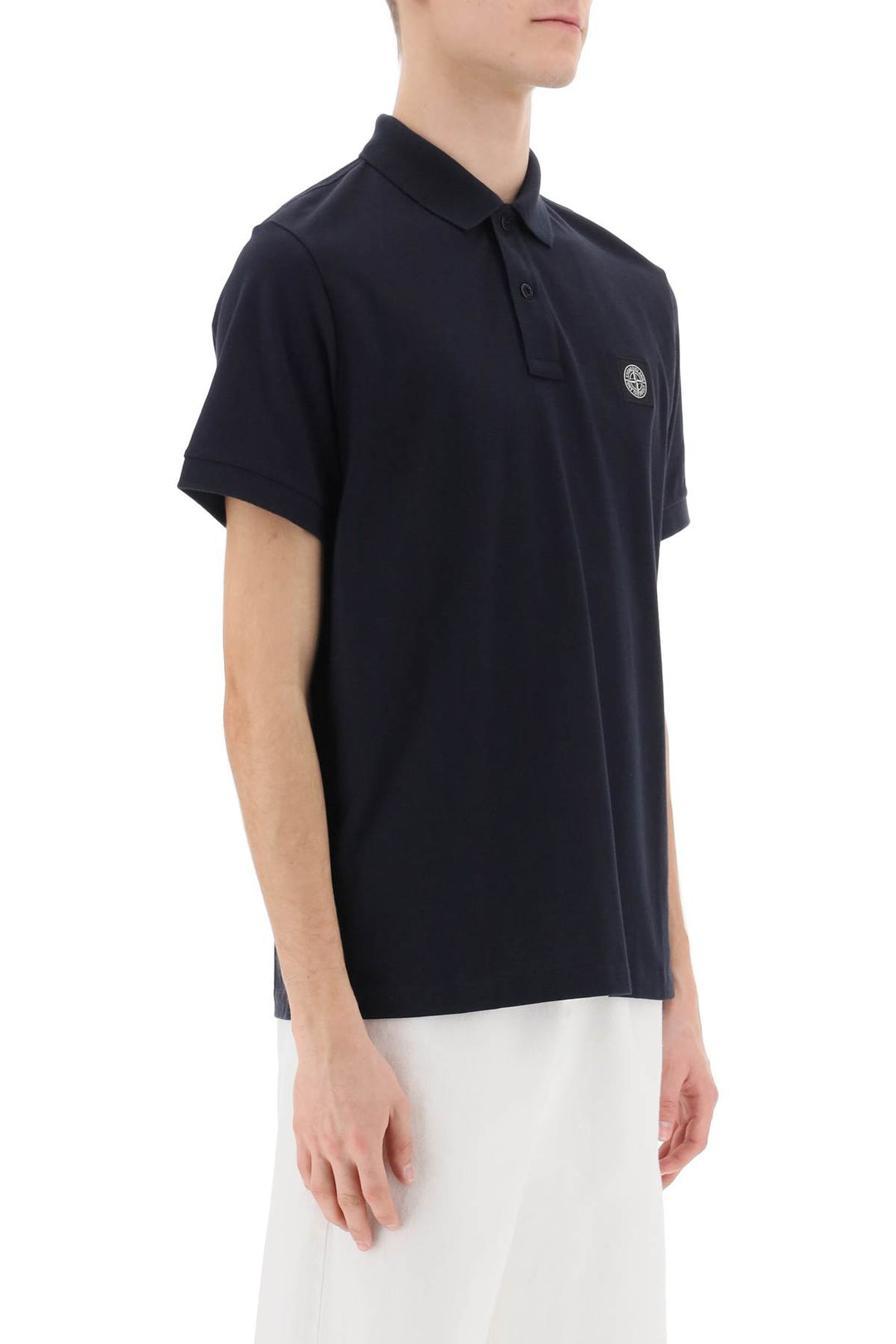 Stone Island Slim Fit Polo Shirt With Logo Patch   Blu