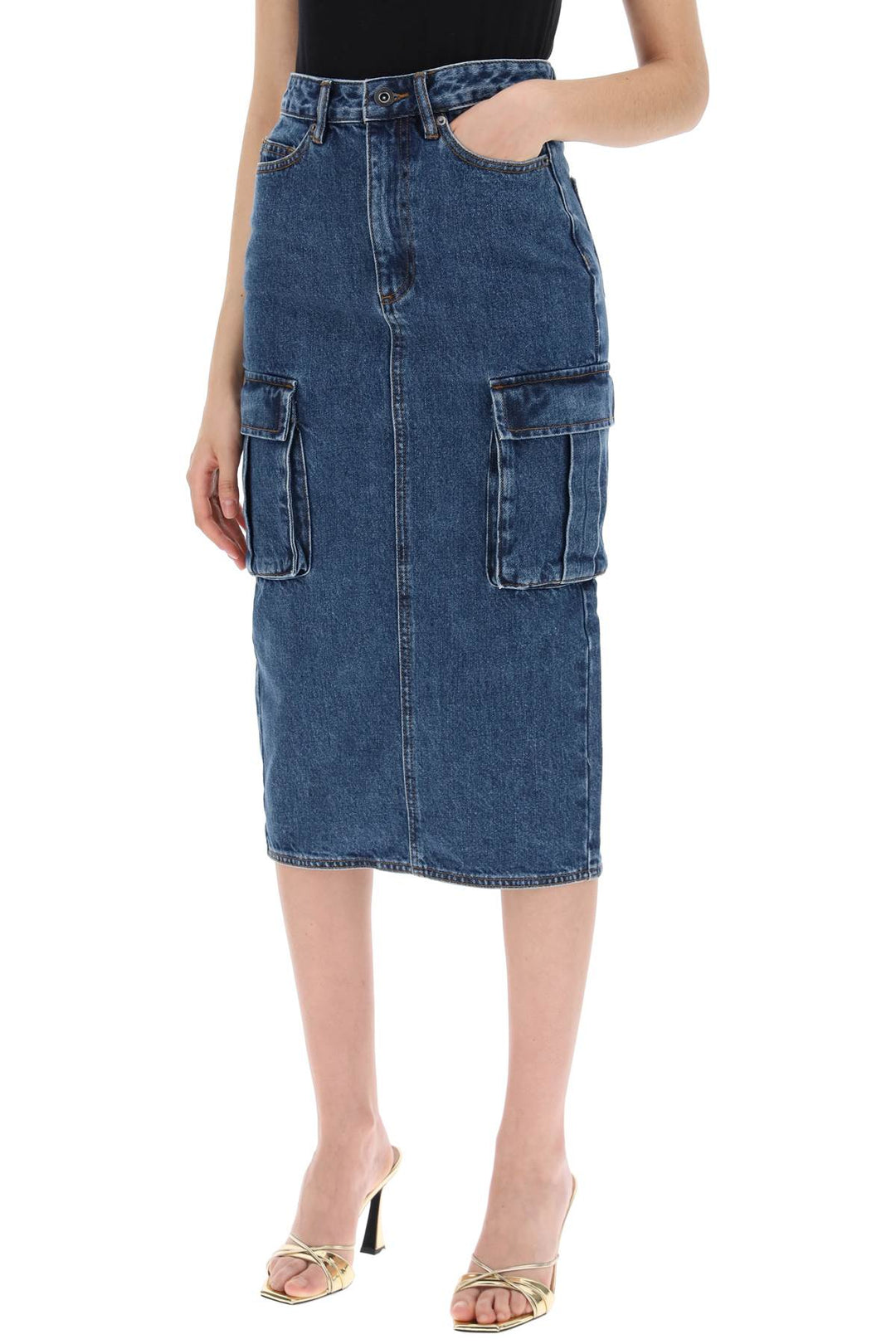 Self Portrait Women's Midi Cargo Skirt   Blu