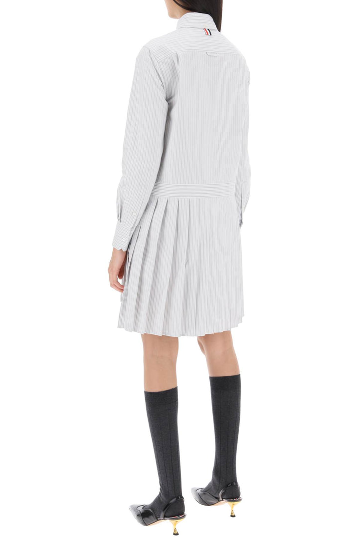 Thom Browne Striped Oxford Shirt Dress   Bianco
