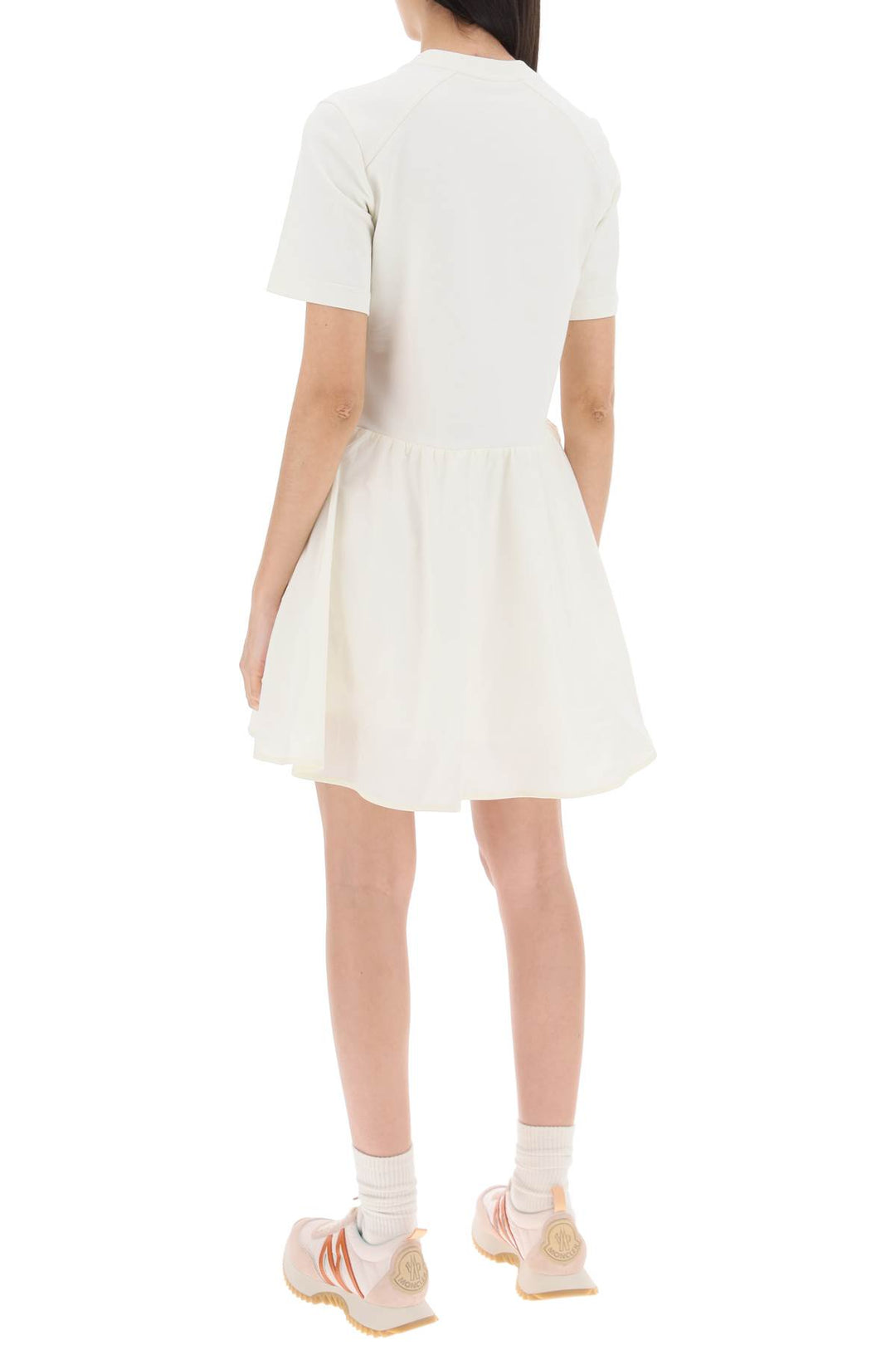 Moncler Two Tone Mini Dress With   Bianco