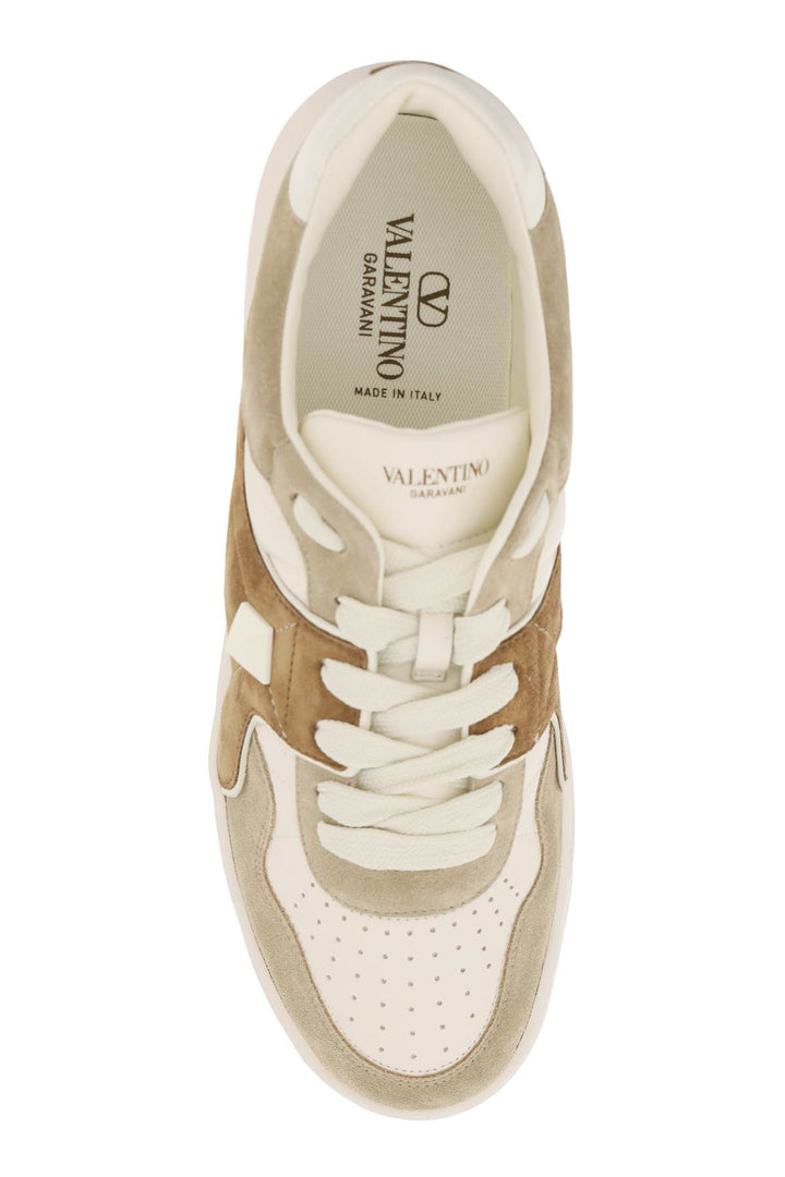 Valentino Garavani One Stud Crust And Nappa Leather Sneakers   Bianco