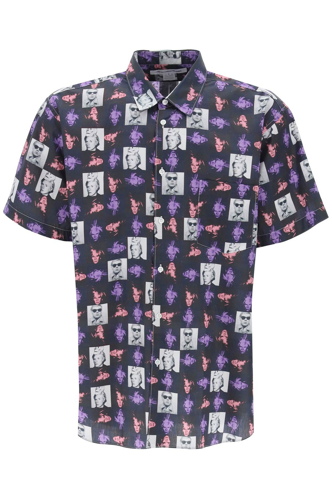 Comme Des Garcons Shirt Short Sleeved Shirt With Andy Warhol Print   Rosa