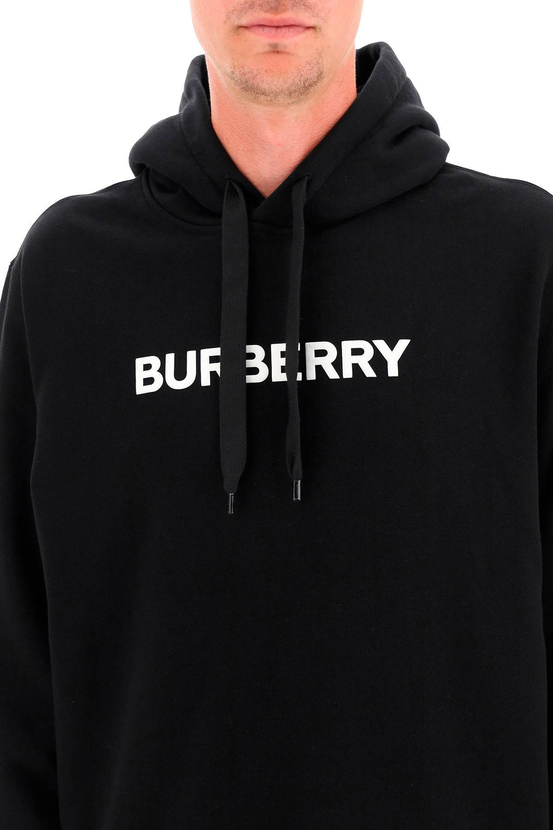 Burberry Ansdell Hoodie With Logo Print   Nero