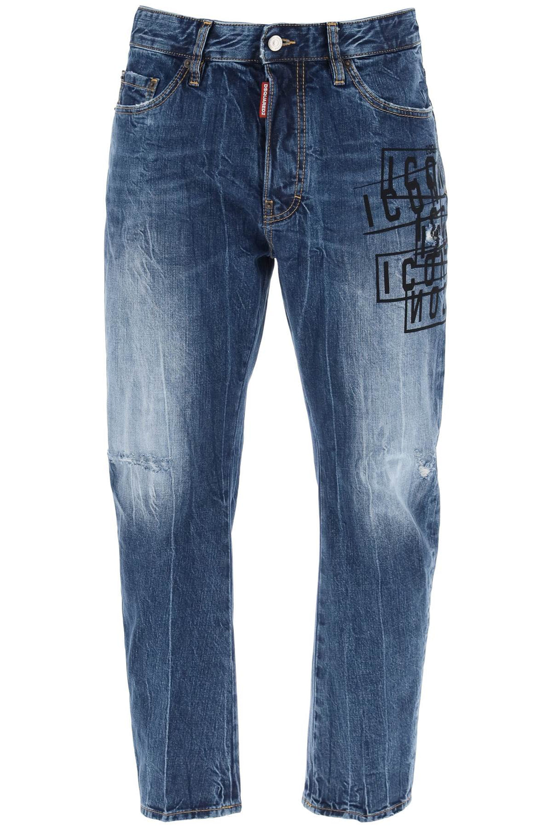 Dsquared2 Replace With Double Quotedark Wash Icon Stamps Bro Jeans In   Blu