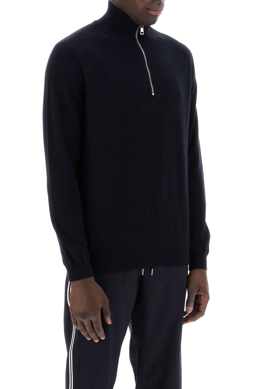 Moncler Replace With Double Quotecotton And Cashmere Blend Pul   Blu