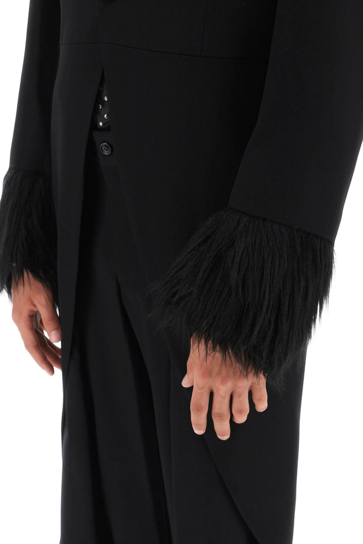 Comme Des Garcons Homme Plus Tailcoat With Eco Fur Inserts   Nero