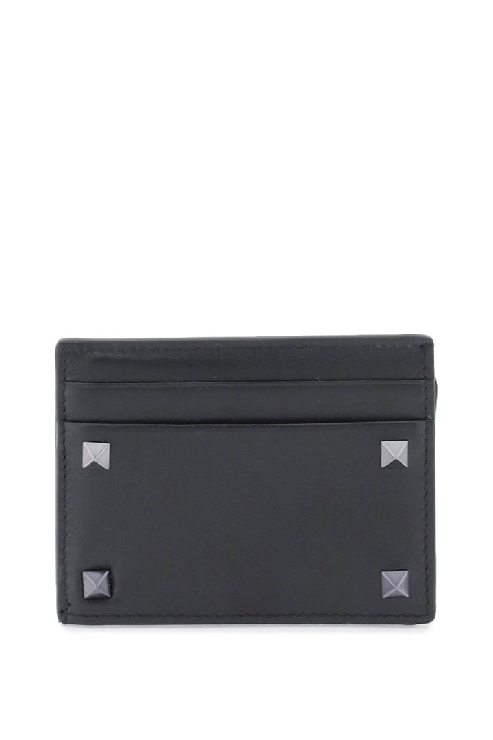 Valentino Garavani Rockstud Leather Card Holder   Nero