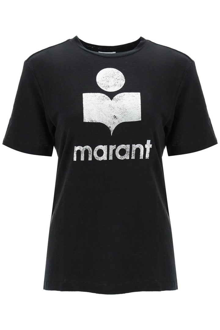 Isabel Marant Etoile Zewel T Shirt With Metallic Logo Print   Black