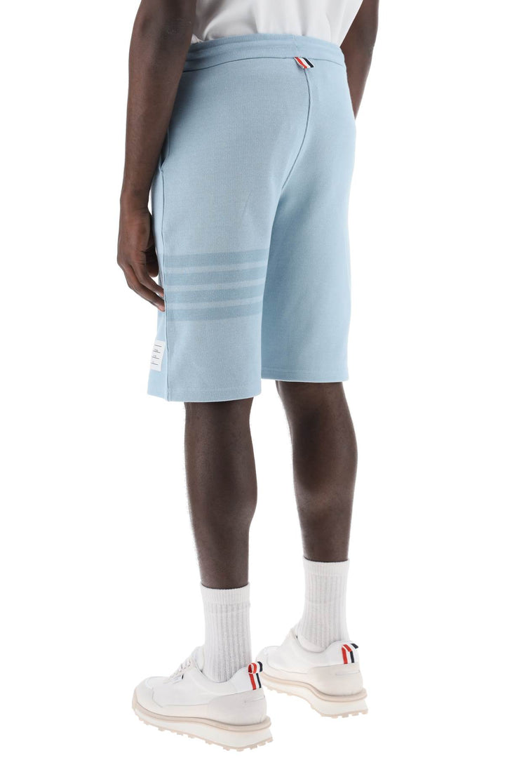 Thom Browne 4 Bar Shorts In Cotton Knit   Celeste