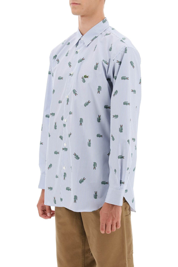 Comme Des Garcons Shirt X Lacoste Oxford Shirt With Crocodile Motif   Bianco