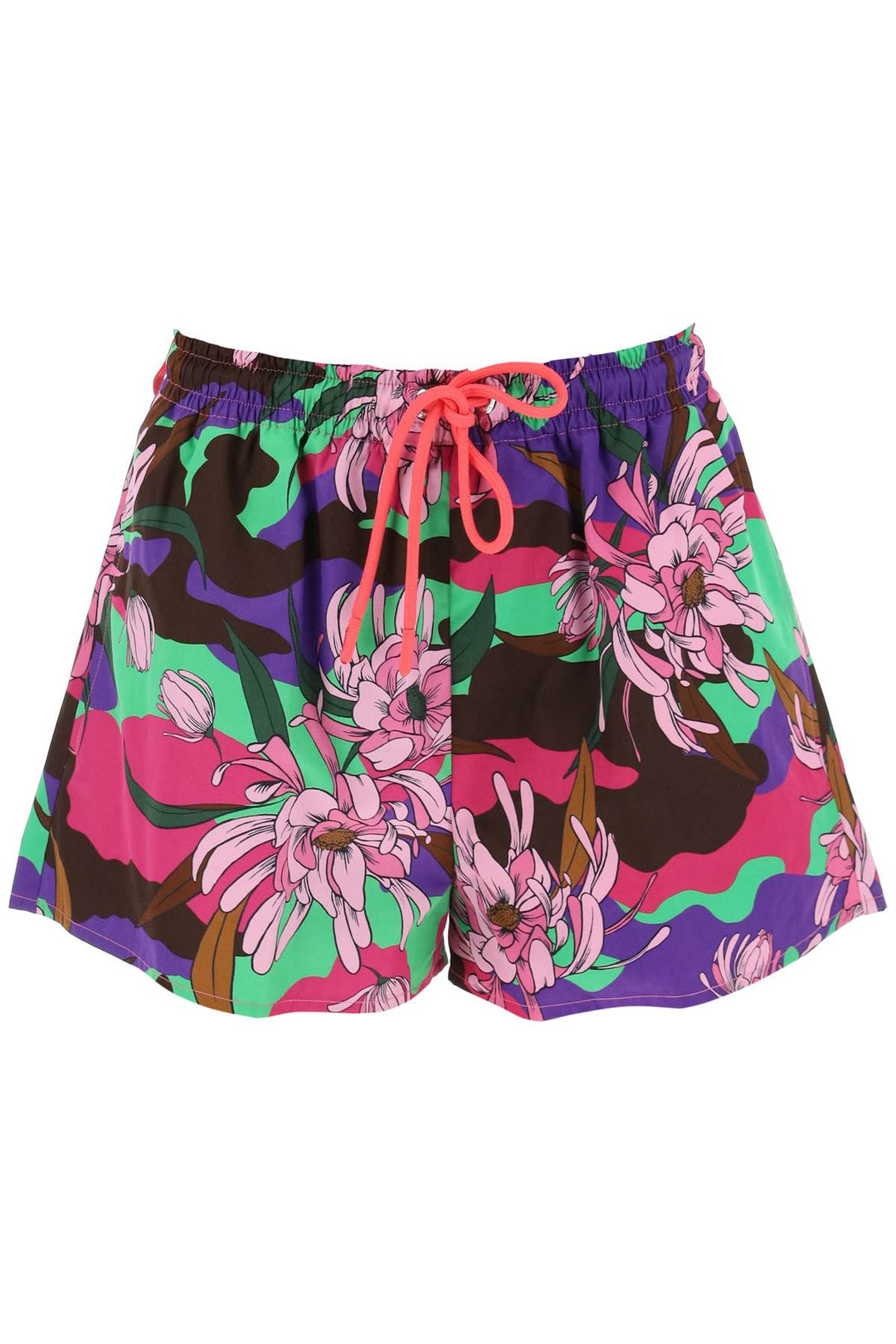 Moncler Poplin Shorts With Floral Motif   Pink