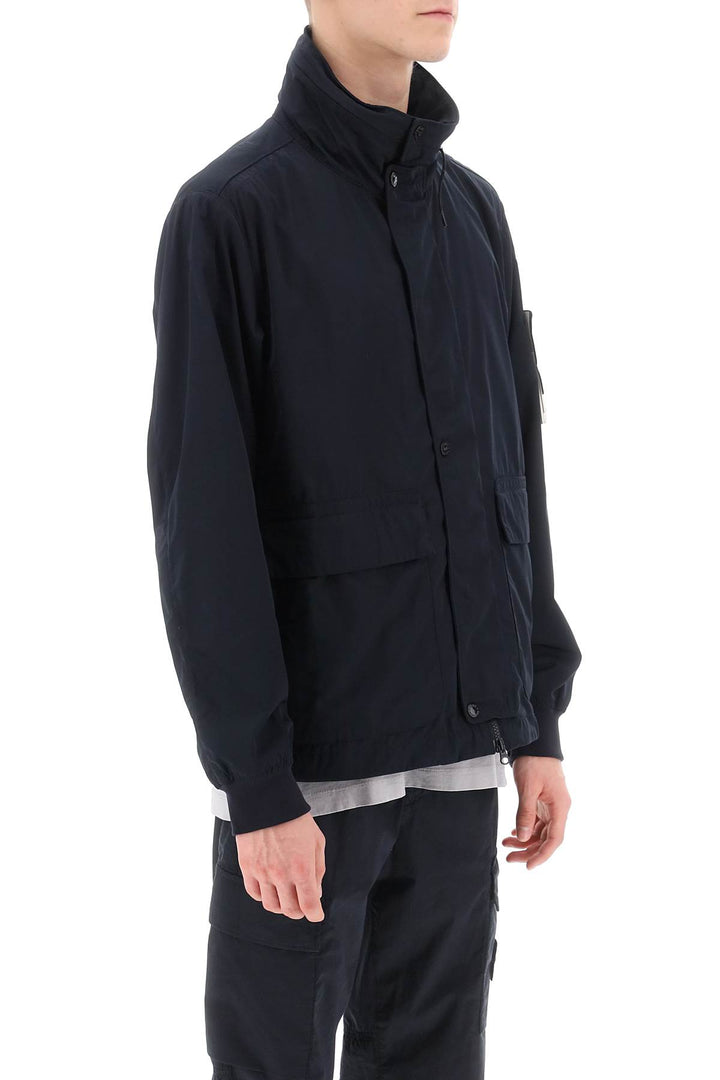 Stone Island Micro Twill Jacket With Extractable Hood   Blu