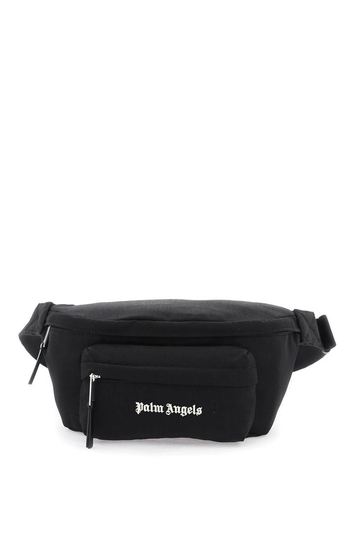 Palm Angels Canvas Waist Bag With Embroidered Logo.   Nero