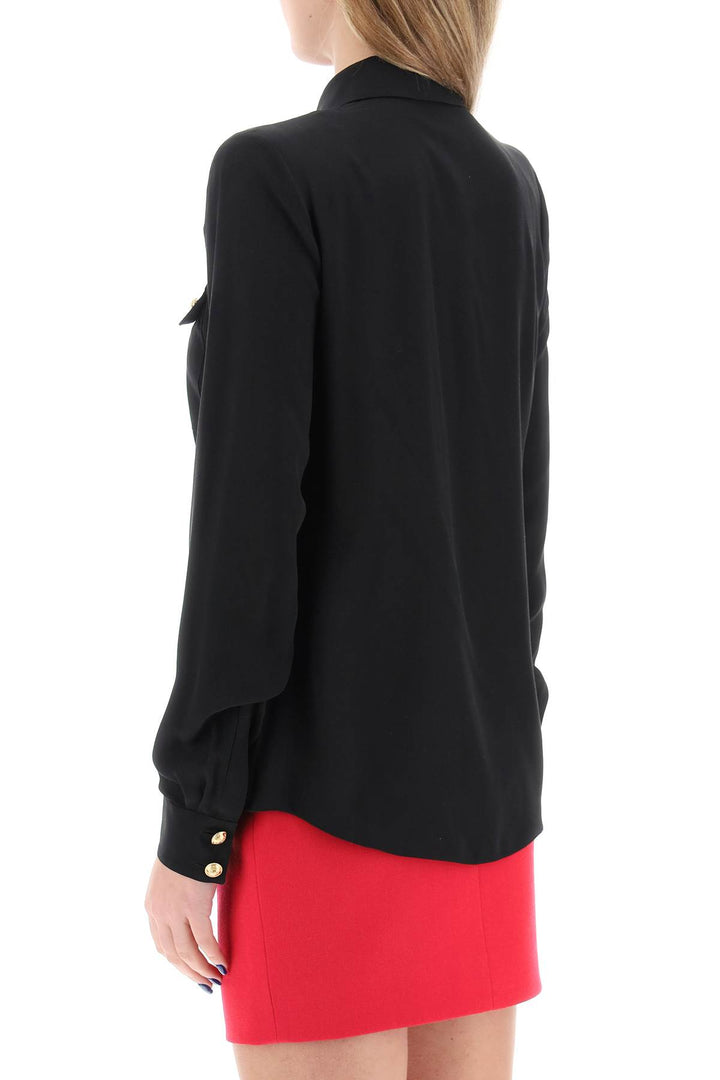 Balmain Silk Shirt With Padded Shoulders   Nero