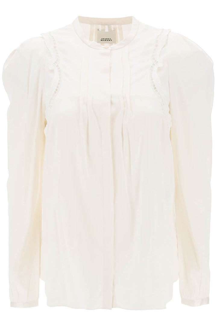 Isabel Marant 'Joanea' Satin Blouse With Cutwork Embroideries   Bianco