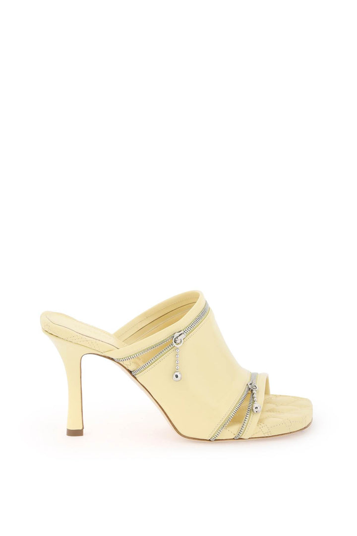 Burberry Glossy Leather Peep Mules   Giallo
