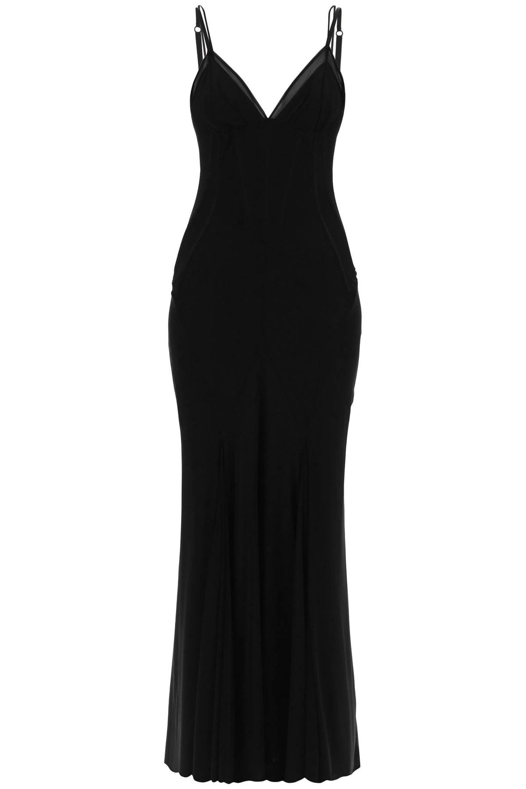 Dolce & Gabbana Stretch Tulle Maxi Bustier Dress In   Nero