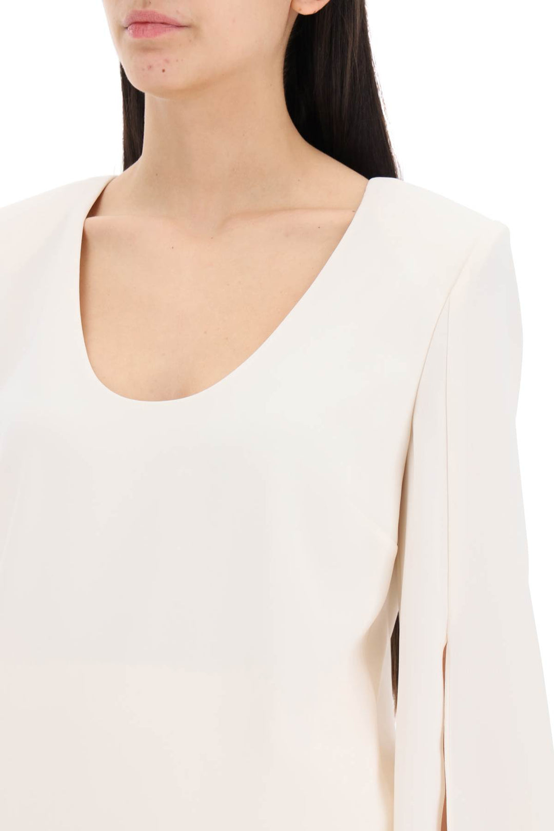 Roland Mouret Replace With Double Quotecady Top With Flared Sleevereplace With Double Quote   White