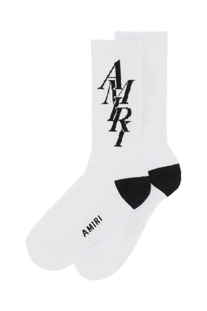 Amiri Stack Logo Socks   Bianco