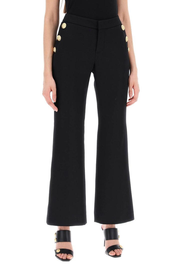 Balmain Flared Pants With Embossed Buttons   Nero