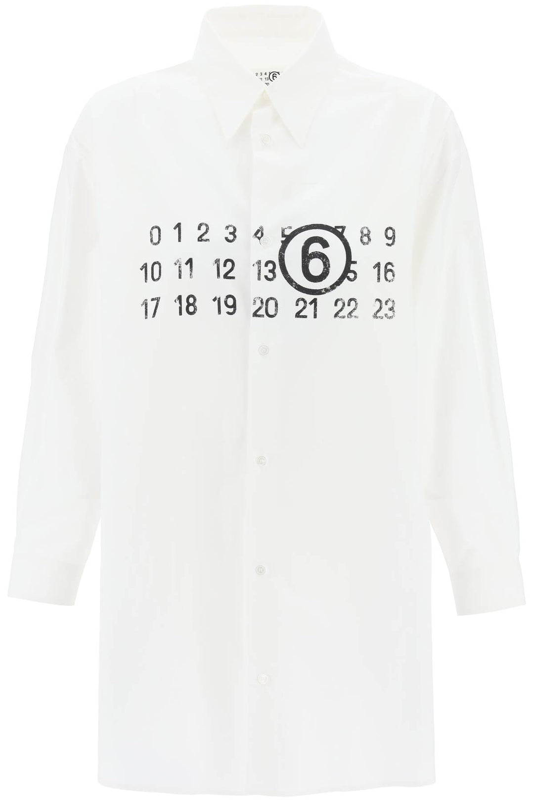 Mm6 Maison Margiela Shirt Dress With Numeric Logo   Bianco