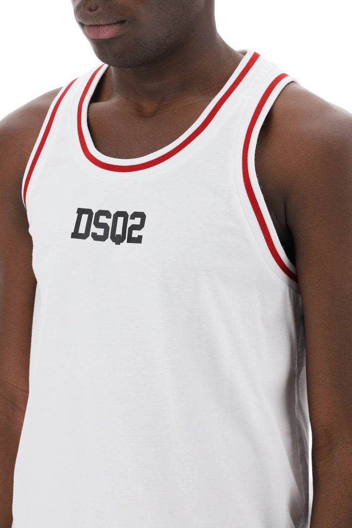 Dsquared2 Replace With Double Quotecotton Dsq2 Cool Tank   Bianco
