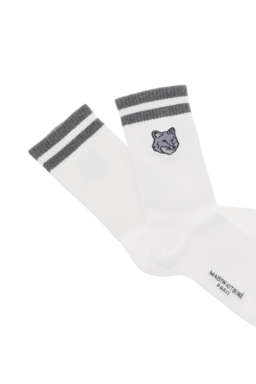 Maison Kitsune Bold Fox Head Socks   Bianco