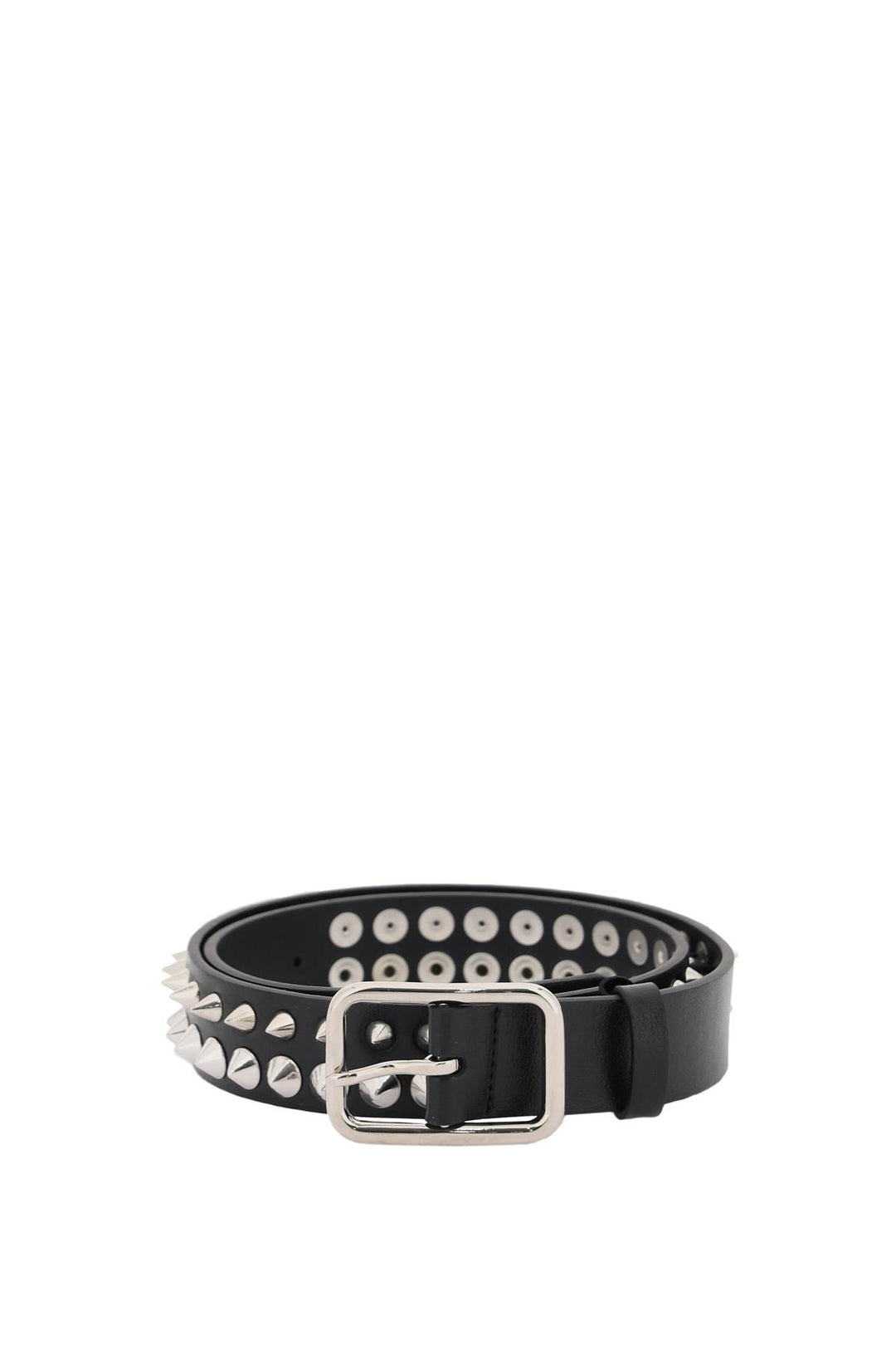 Alessandra Rich Leather Belt With Spikes   Nero