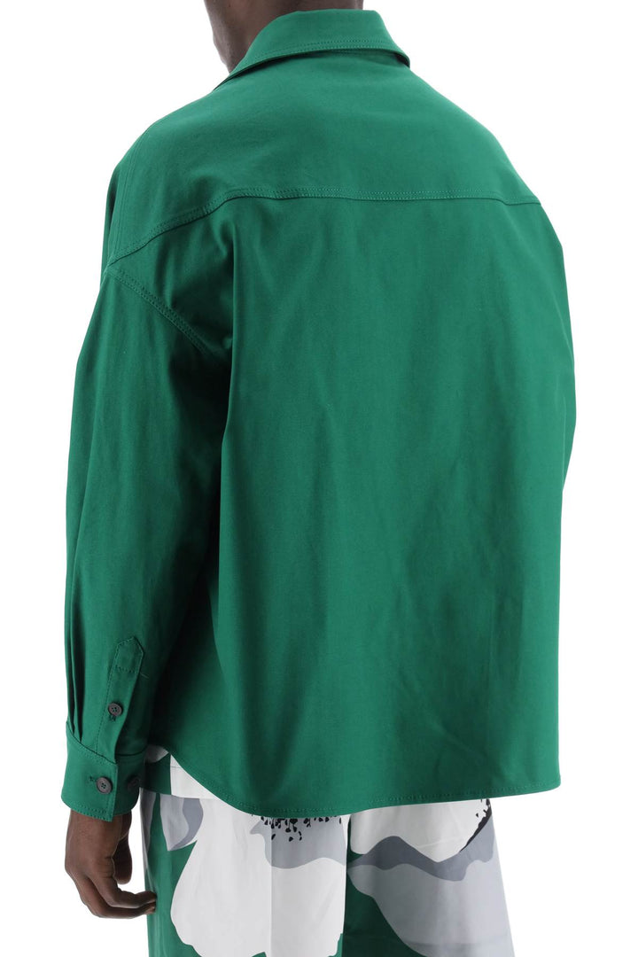 Valentino Garavani Replace With Double Quotecanvas Overshirt With V Detail   Verde