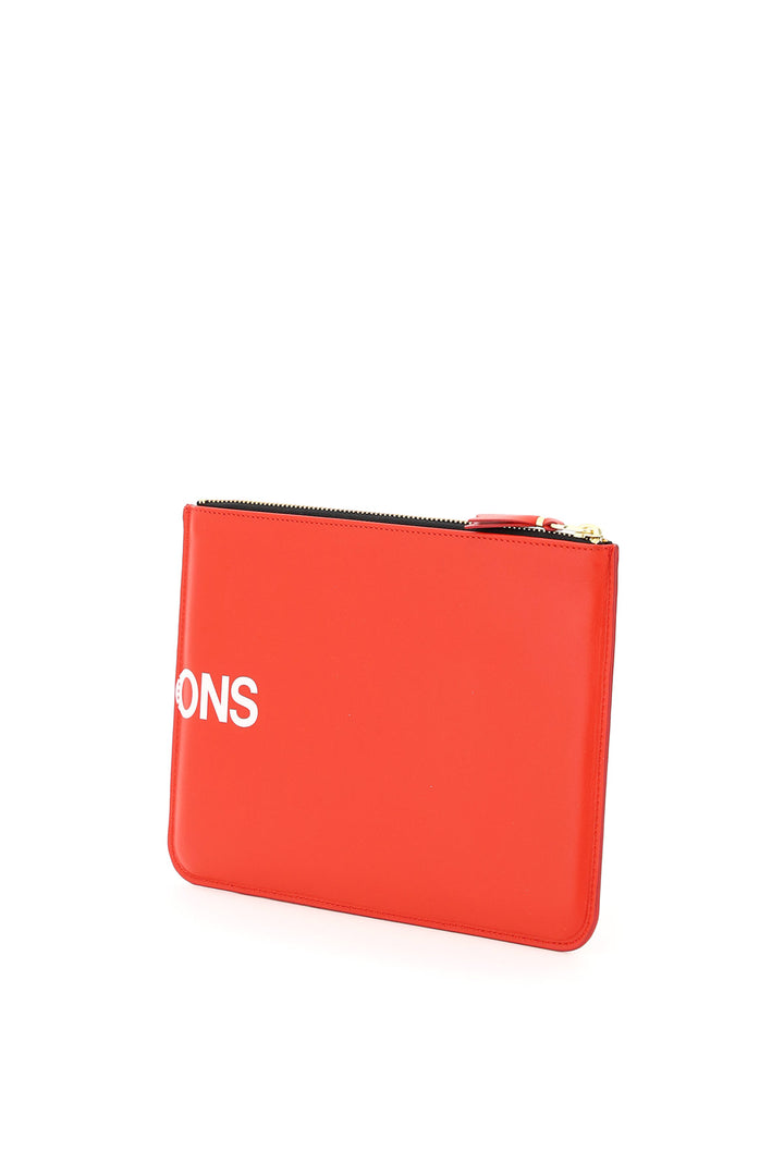 Comme Des Garcons Wallet Leather Pouch With Logo   Rosso