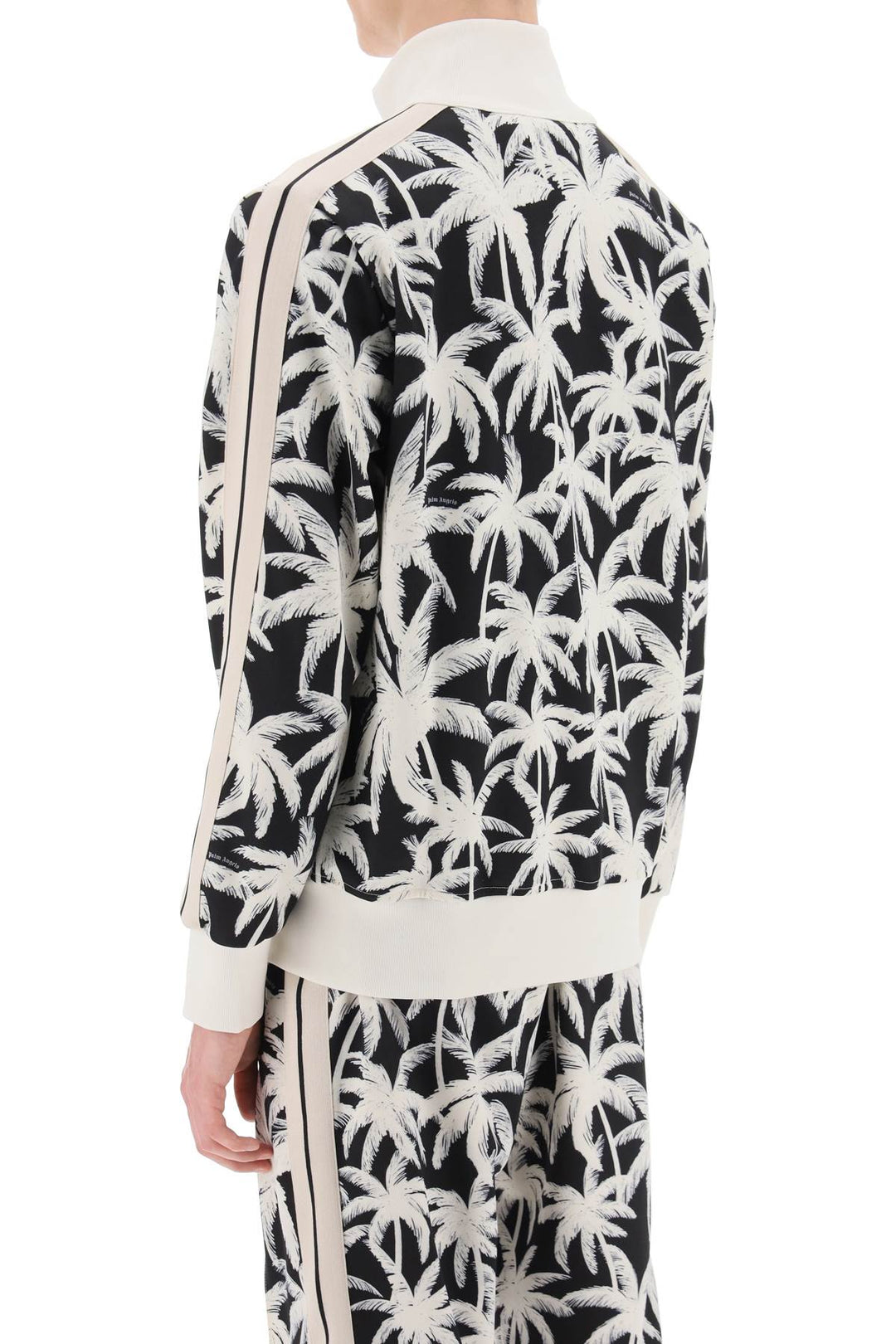Palm Angels Zip Up Sweatshirt With Palms Print   Bianco