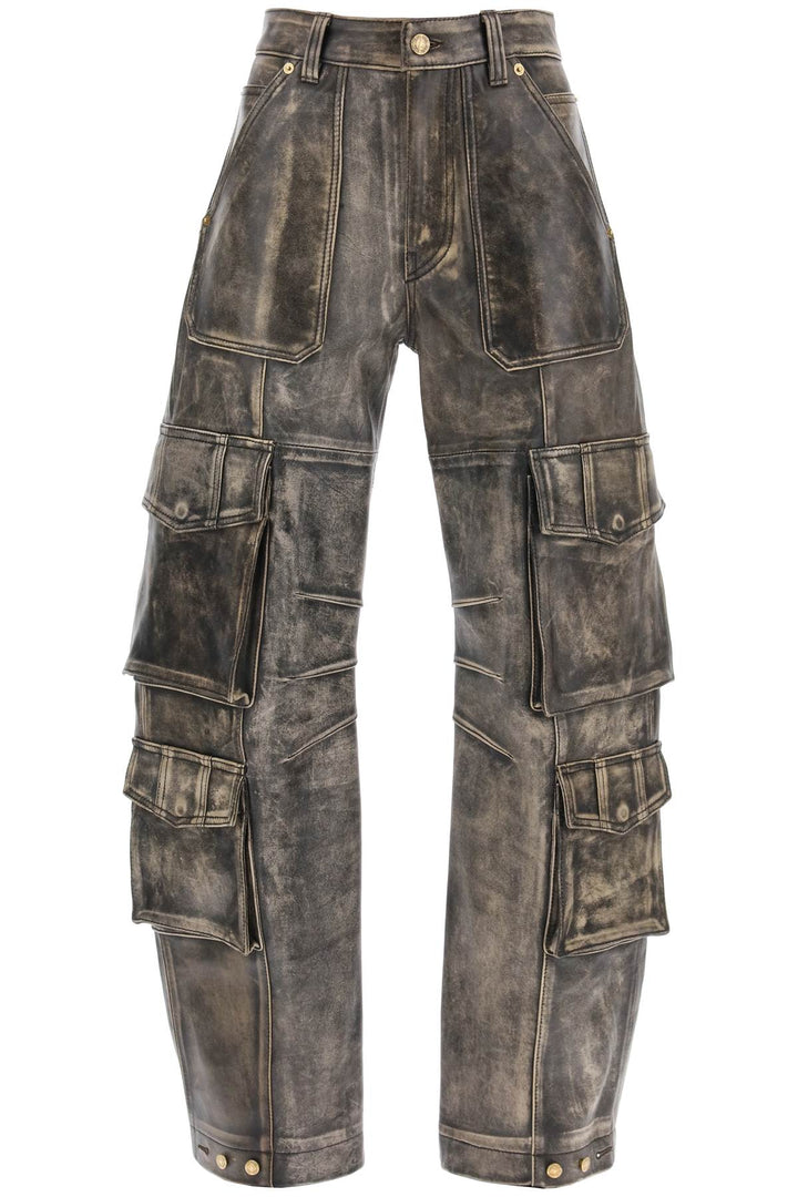 Golden Goose Irin Cargo Pants In Vintage Effect Nappa Leather   Marrone