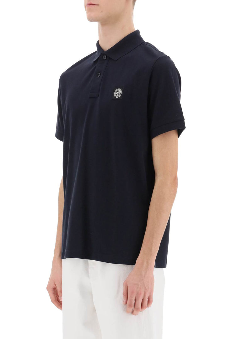 Stone Island Slim Fit Polo Shirt With Logo Patch   Blu