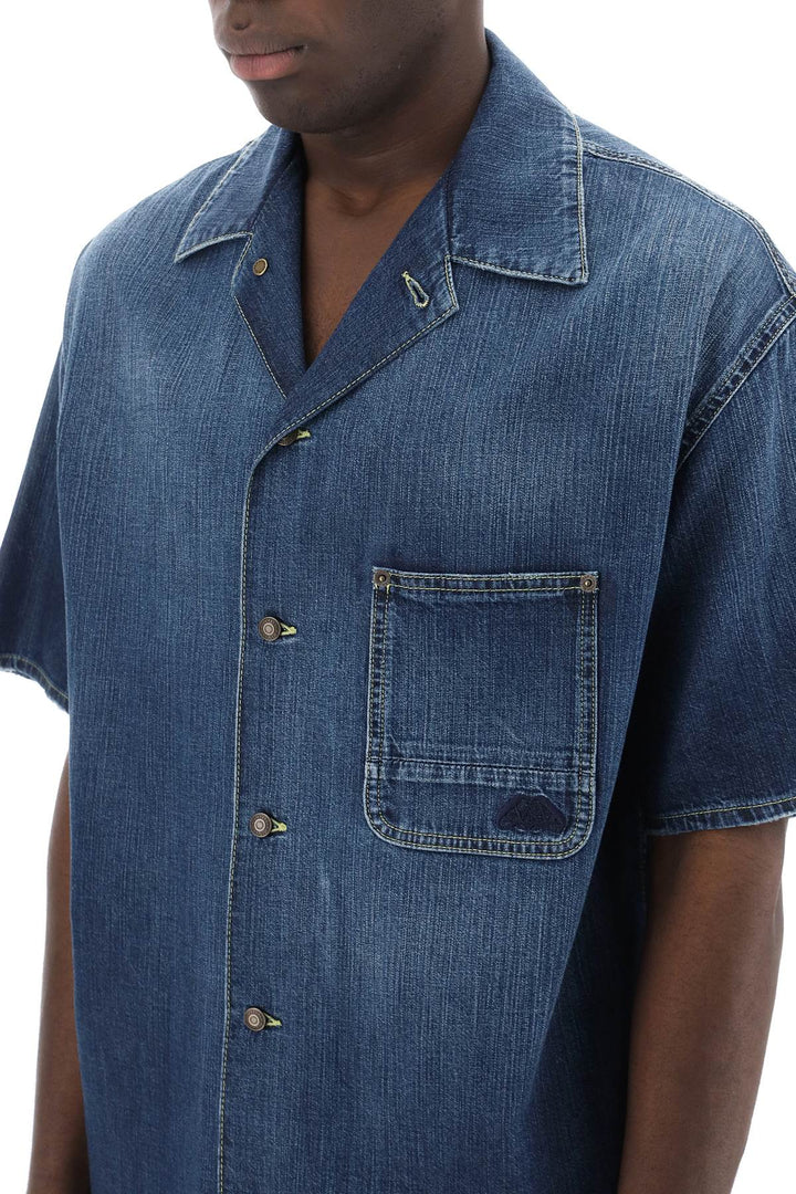 Alexander Mcqueen Organic Denim Short Sleeve Shirt   Blu