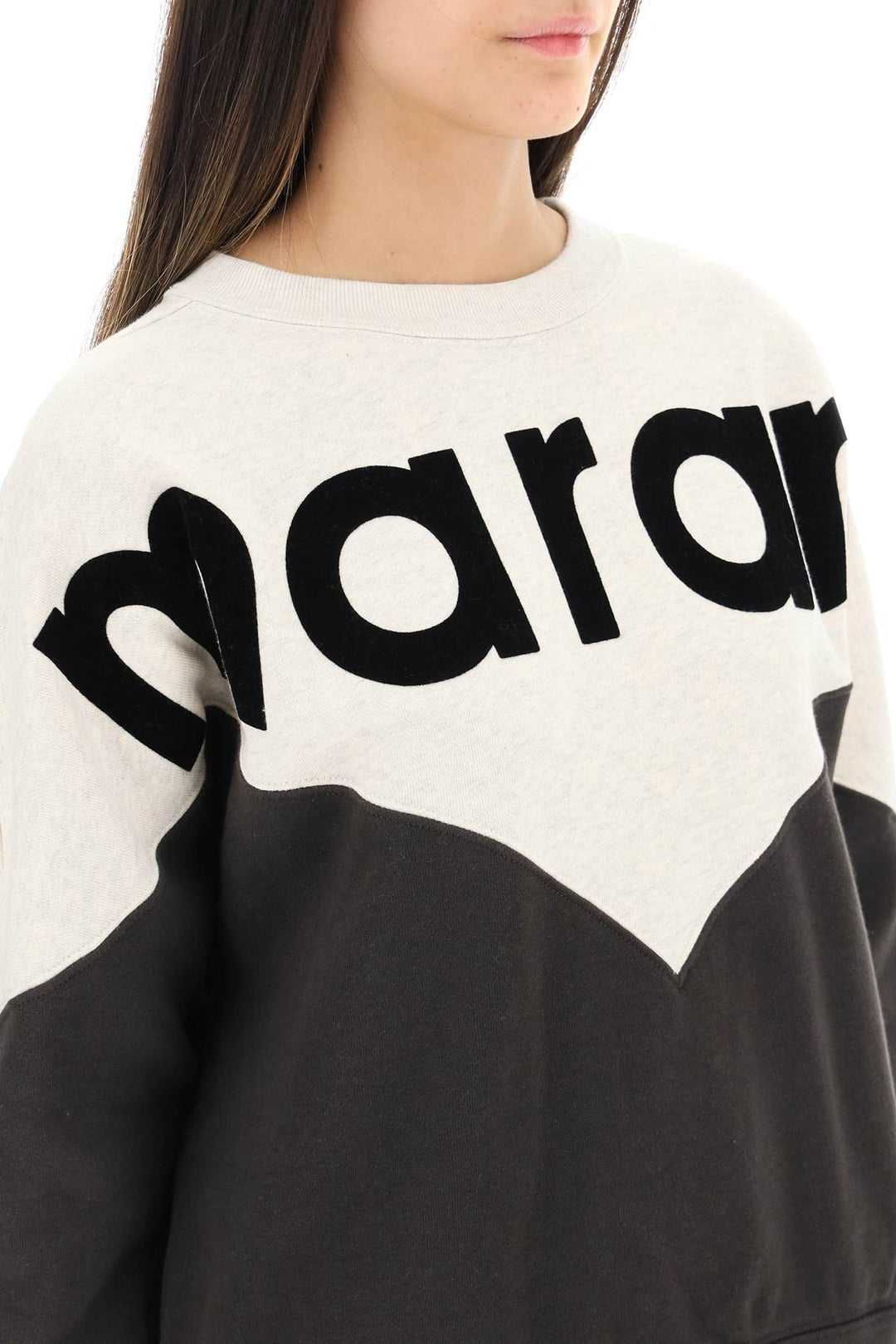 Isabel Marant Etoile Houston Sweatshirt With Flocked Logo   Beige