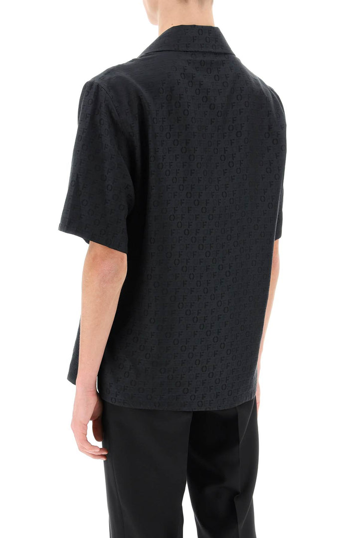 Off White Holiday Bowling Shirt With Off Pattern   Nero