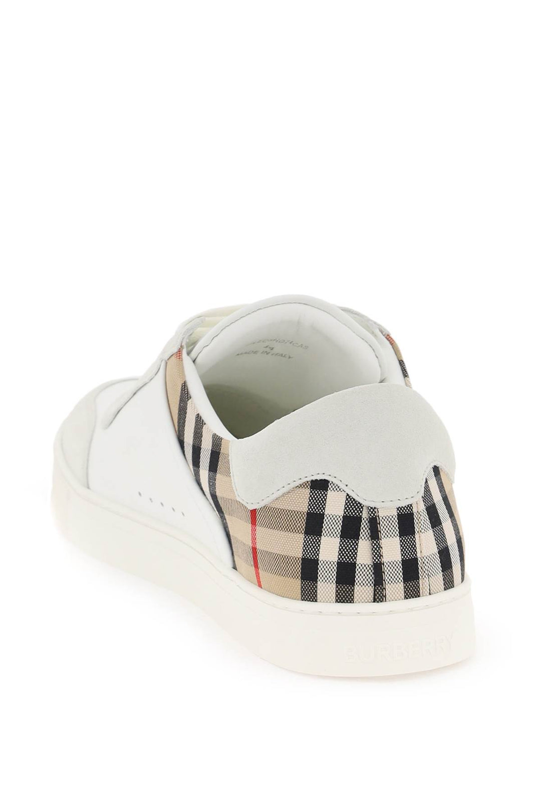 Burberry Check Leather Sneakers   Bianco