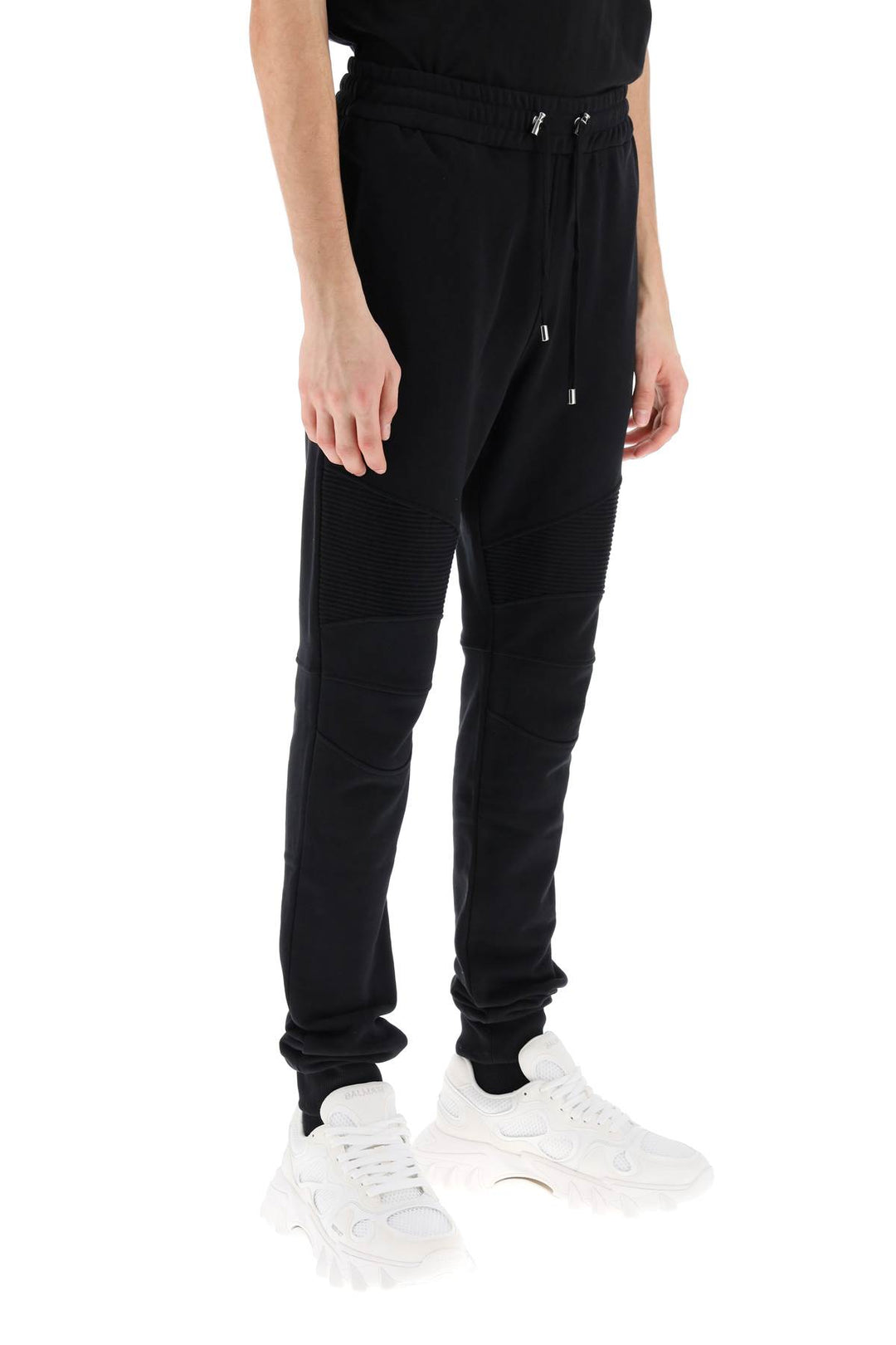 Balmain Joggers With Topstitched Inserts   Nero