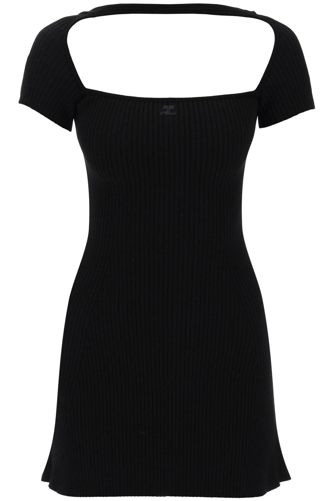 Courreges Replace With Double Quotehyperbole Mini Ribbed Jersey Dress With   Nero