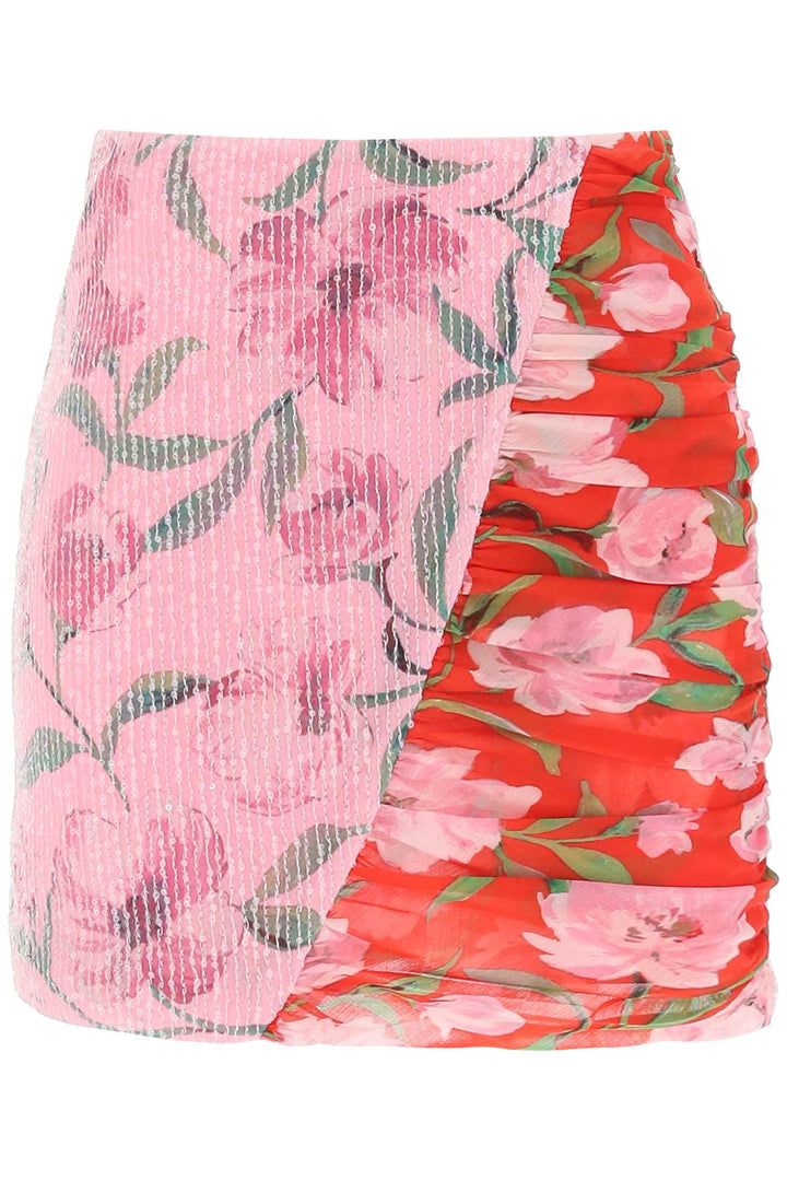 Rotate Floral Print And Sequin Mini Skirt   Rosa