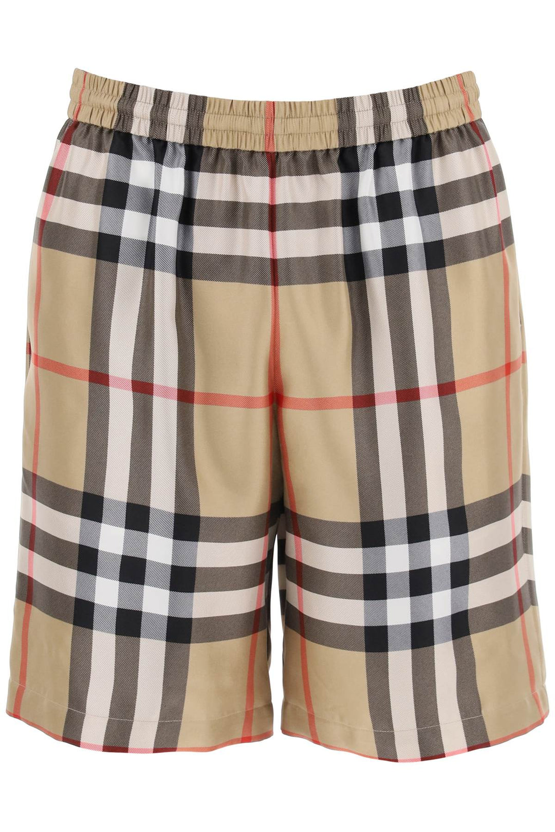 Burberry Bradeston Shorts In Check Silk   Beige