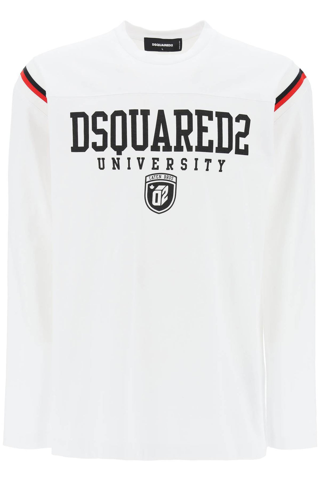 Dsquared2 Long Sleeved Varsity T Shirt   Bianco
