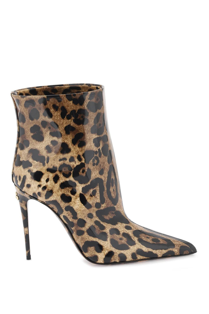 Dolce & Gabbana Glossy Leather Ankle Boots   Marrone