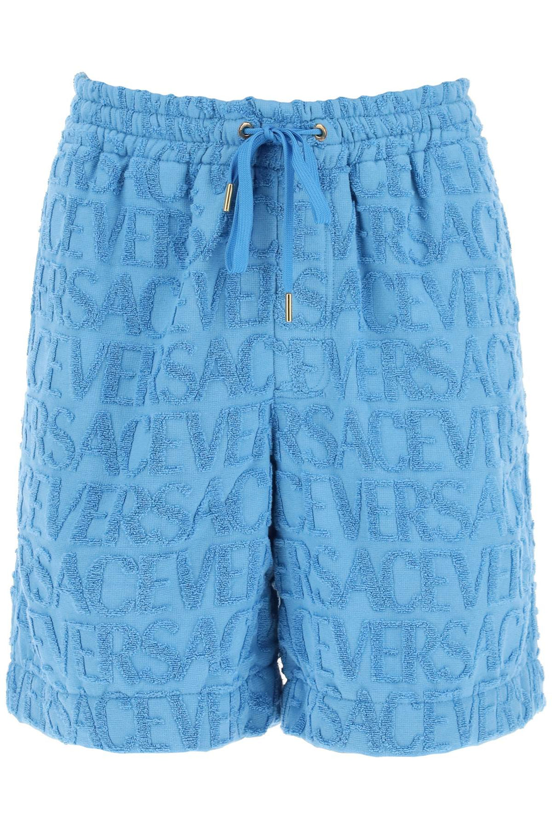 Versace Allover Terry Cloth Shorts   Celeste