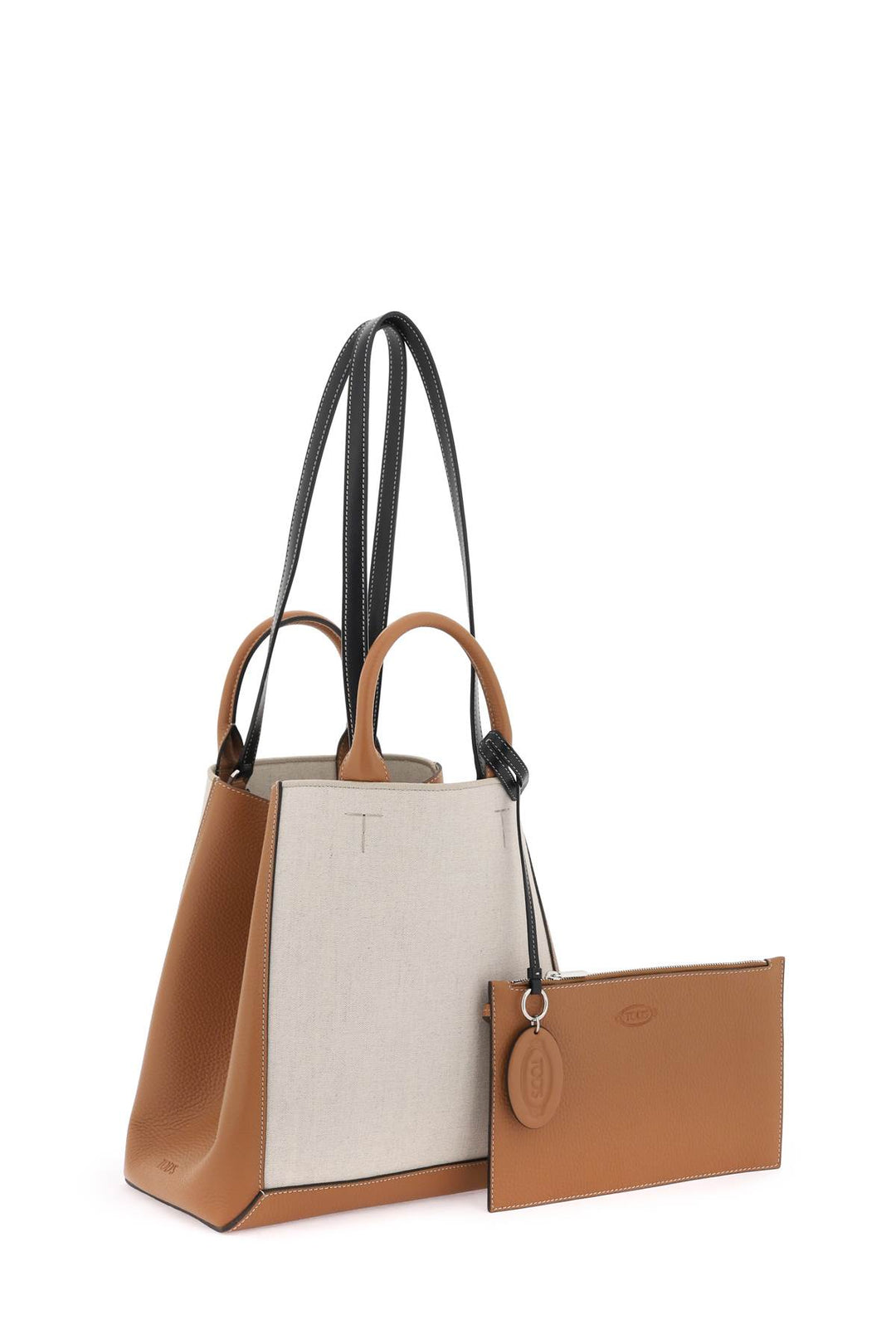 Tod's Canvas & Leather Small Tote Bag   Beige