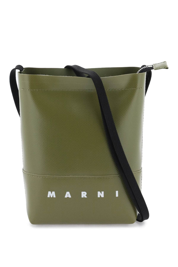 Marni Coated Canvas Crossbody Bag   Verde