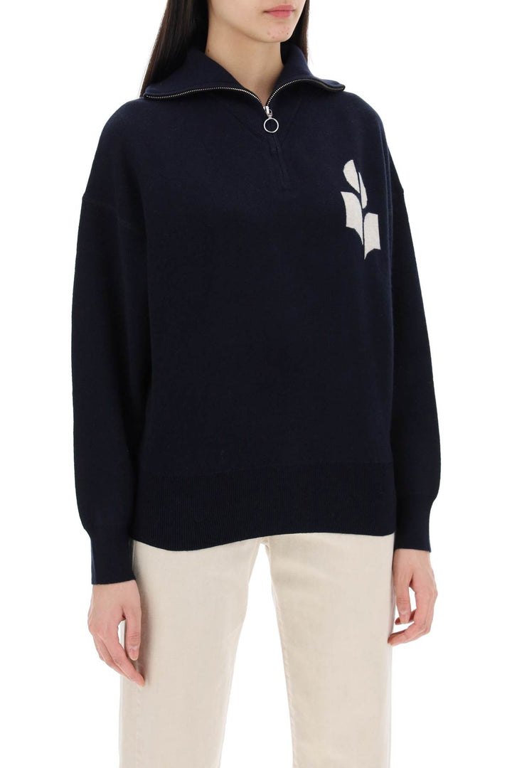 Isabel Marant Etoile Azra Sweater With Jacquard  Logo   Blu